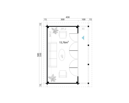 Plan d''un abri de jardin avec mobilier et dimensions