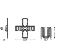 Schéma technique d''une lampe LED avec dimensions