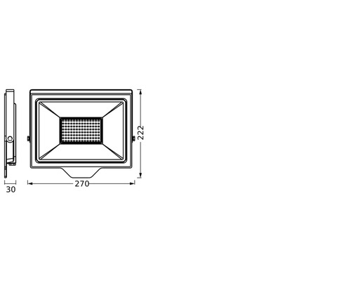 Technische Zeichnung eines LED-Strahlers mit Maßangaben