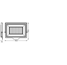 Technische Zeichnung eines LED-Strahlers mit Maßangaben.