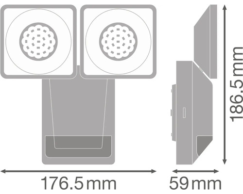 Technische Zeichnung eines Zahnputzbecher-Sets mit Maßangaben
