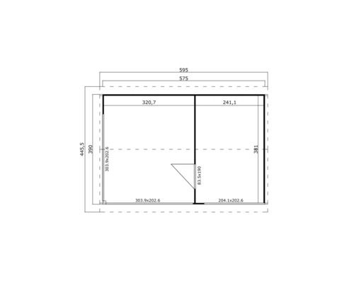 Plan d'un abri de jardin avec indications de taille