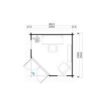 Plan d''un pavillon de jardin avec mobilier et dimensions
