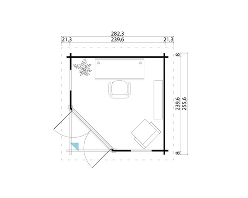 Plan d''un pavillon de jardin avec mobilier et dimensions