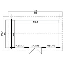 Plan d''un abri de jardin avec indication des dimensions