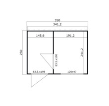 Plan d'un abri de jardin avec des dimensions