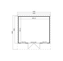 Plan d''un abri de jardin avec indications de dimension