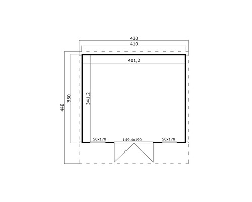 Plan d''un abri de jardin avec indications de dimension
