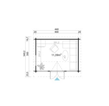 Plan du chalet de jardin avec dimensions