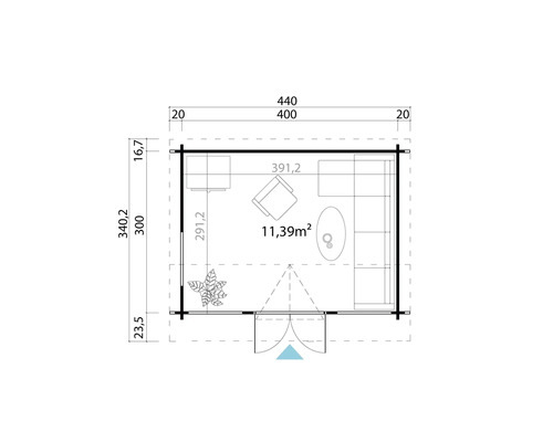 Plan du chalet de jardin avec dimensions