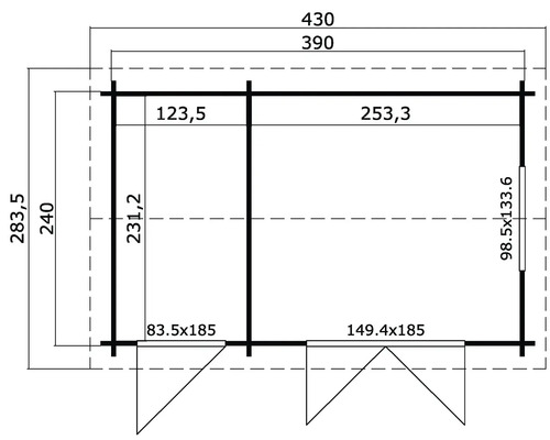 Plan d''un abri de jardin avec dimensions.