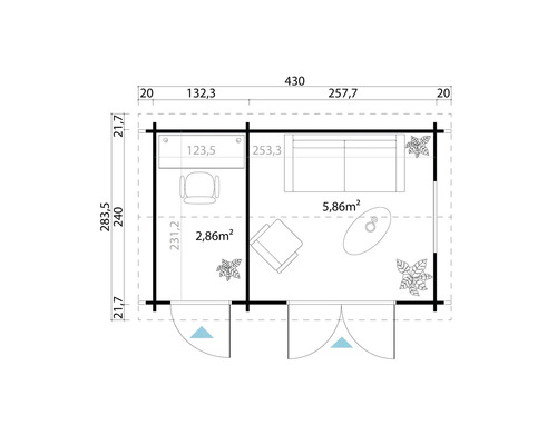 Plan d''un abri de jardin avec indications de taille