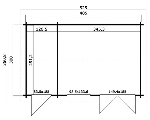 Plan d''un abri de jardin avec indications de mesure