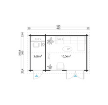 Plan d''un abri de jardin avec meubles et dimensions