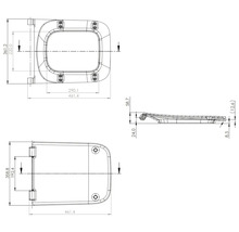 Dessin technique d''un siège de toilette avec indications de dimensions