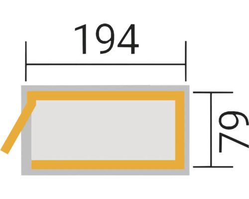 Dessin technique avec les dimensions 194 et 79.