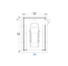 Grundriss einer Garage mit den Massen 414,8 mal 600 Zentimeter