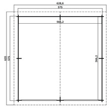 Plan d'un abri de jardin avec indications de dimensions.
