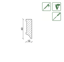 Image symbolique pour montage avec colle, cloueur ou vis, dimensions 40 x 12 mm