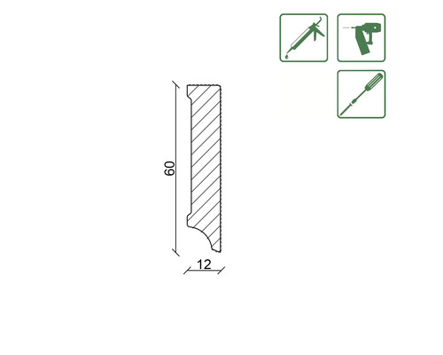 Dessin technique d''une plinthe avec indications de dimensions.