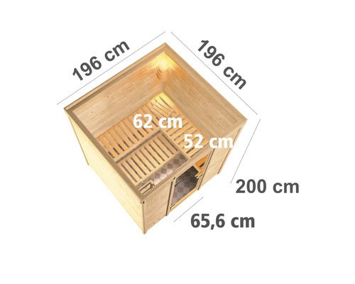Image d''un sauna avec des dimensions
