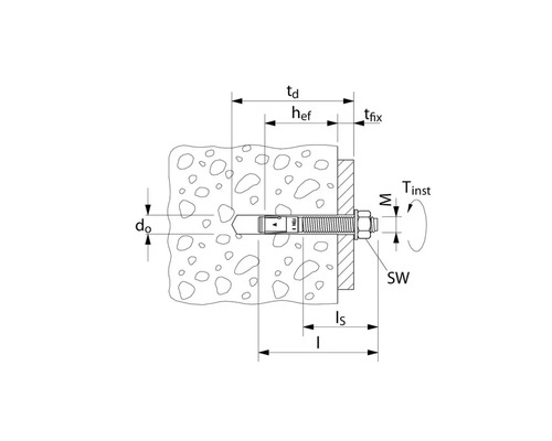 Installationsdiagramm für Bolzenanker