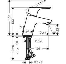 hansgrohe Waschtischarmatur FOCUS CoolStart chrom mit Zugstangen-Ablaufgarnitur 31539000