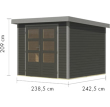 Dimensions d''un abri de jardin en bois avec double porte et fenêtres