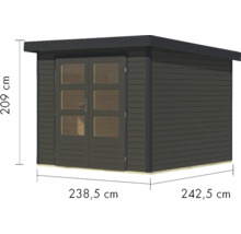 Image d''un abri de jardin en bois avec double porte et dimensions