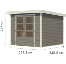 Abri de jardin en bois avec double porte et indications de taille