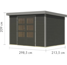 Gartenhaus Karibu Metalwood 4B Blech graualu 322 x 236,5 cm terragrau