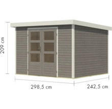 Gartenhaus Karibu Metalwood 5D Blech weiß 320,5 x 266,5 cm wassergrau