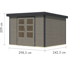 Gartenhaus Karibu Metalwood 5D Blech anthrazit 320,5 x 266,5 cm wassergrau