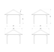 Plan technique d''un pavillon de jardin avec dimensions