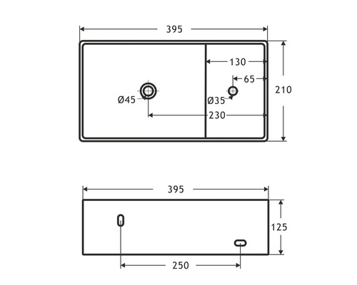 Schéma technique d''un lavabo avec dimensions