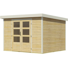 Abri de jardin en bois avec double porte et fenêtres