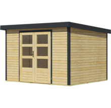 Abri de jardin en bois avec double porte et fenêtres