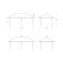 Dessin d''un pavillon de jardin avec dimensions