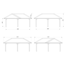 Dessin technique d''un pavillon avec dimensions