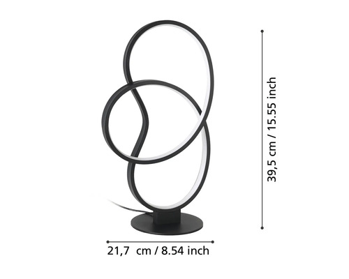 Dekorative Tischleuchte mit den Maßen 39,5 cm Höhe und 21,7 cm Breite