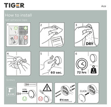 Instructions de montage pour les accessoires de salle de bain Tiger Ace avec ruban adhésif et vis