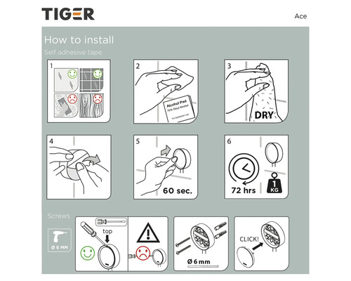 Instructions de montage pour les accessoires auto-adhésifs Tiger Ace
