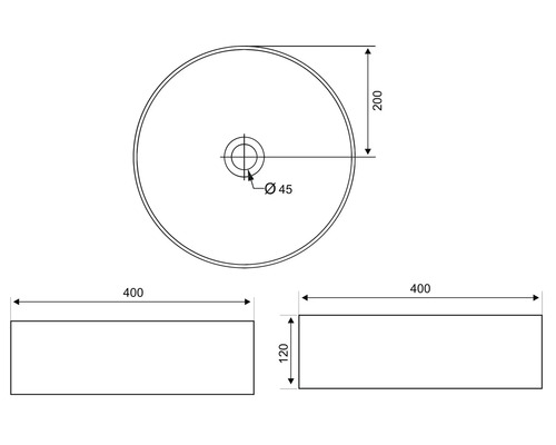 Dessin technique d''un lavabo avec indication des dimensions