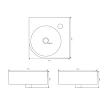 Schéma technique d''un lavabo avec dimensions.