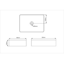 Dessin technique d''un lavabo à poser avec dimensions