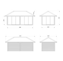 Dessin technique d''un abri de jardin avec indications de dimensions