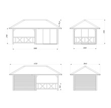 Schéma technique d''un abri de jardin avec dimensions