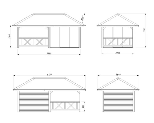 Plan technique d''un pavillon avec dimensions