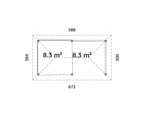 Plan d''un abri de jardin avec dimensions et surfaces