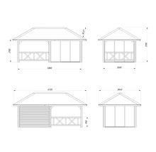Dessin technique d''un pavillon avec dimensions